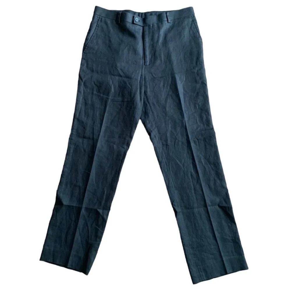 Koan Black 100% Linen High Rise Work Pants Size 50 or 31" waist